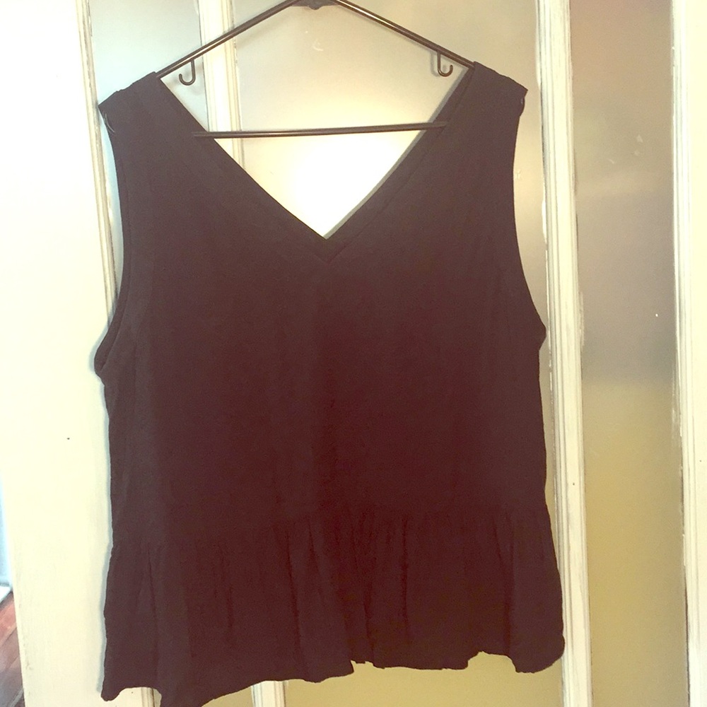 Navy peplum double v tank